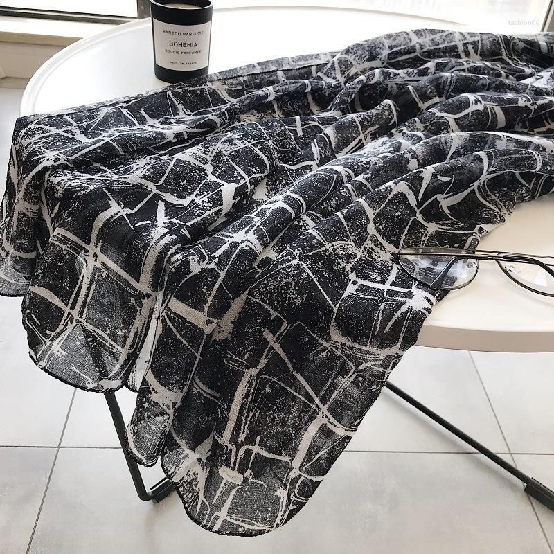 

Scarves 2022 Women Spain High Quality Plaid Viscose Shawl Scarf Warm Shawls Spring Summer Print Muslim Hijab Pashmina Wraps 180 70Cm