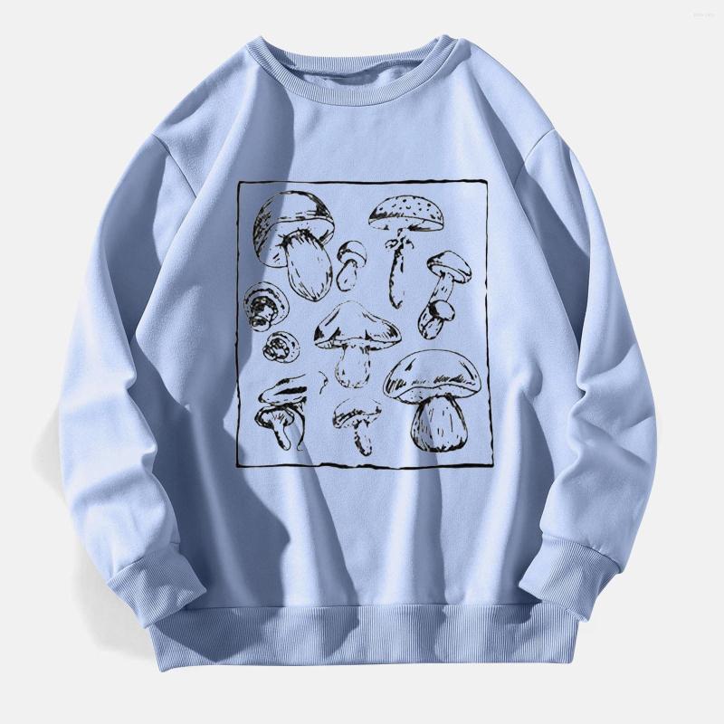 

Women's Hoodies Vintage Sweatshirt 2022 Autumn Mushroom Cartoon Print Women Pullover Sweatshirts Harajuku O-neck Long Sleeve Top Haut, Blue-g