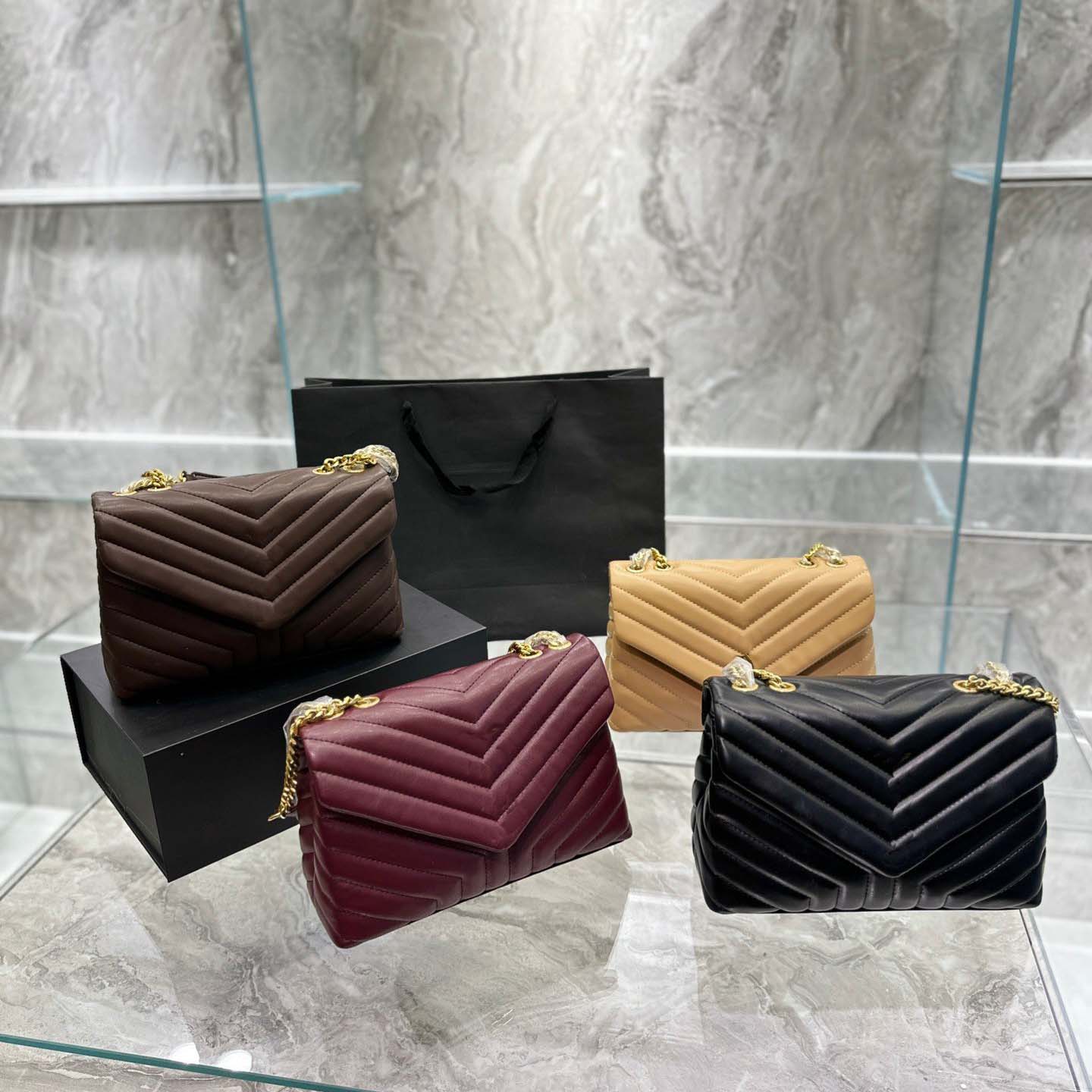 

Bags Designer Totes Bag Women Handbag Classic Luxury Brand Imitation Letter Stripe Chain Shoulder Bag Fashion Solid Leather Wallet Party, Color1