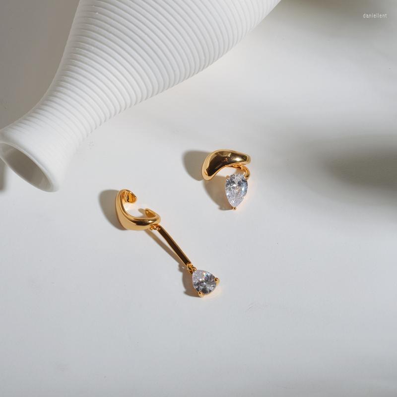 

Backs Earrings Women's French-Style Long Temperament Asymmetric Pierceless High-Grade Ear Clips