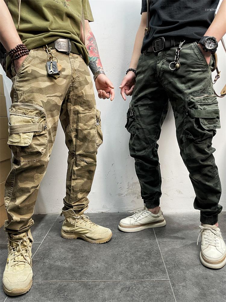 

Men's Pants Retro Style Men's Casual Multi Pocket Tactical Camouflage Military Cargo Cotton Outdoor Trousers Jogger, Gray camouflage