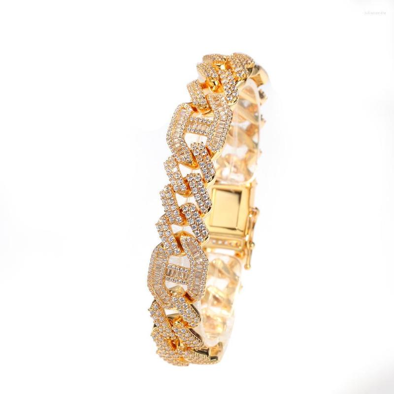 

Link Bracelets Style Baguette Cuban Chain 14mm Rappers Necklaces Women Men Jewelry
