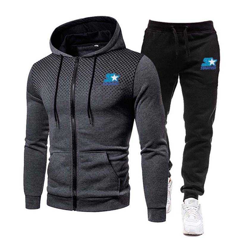 Survêtement automne hiver marque hommes STARTER nouveau imprimé ensemble à capuche polaire Zip sweat pantalon de survêtement décontracté vêtement