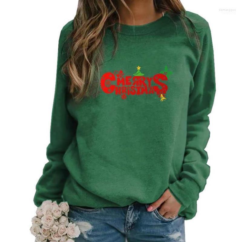 

Women' Hoodies Women' & Sweatshirts For Women Merry Christmas Letters Print Long Sleeve Round Neck Tops Cotton Youth Casual, Green