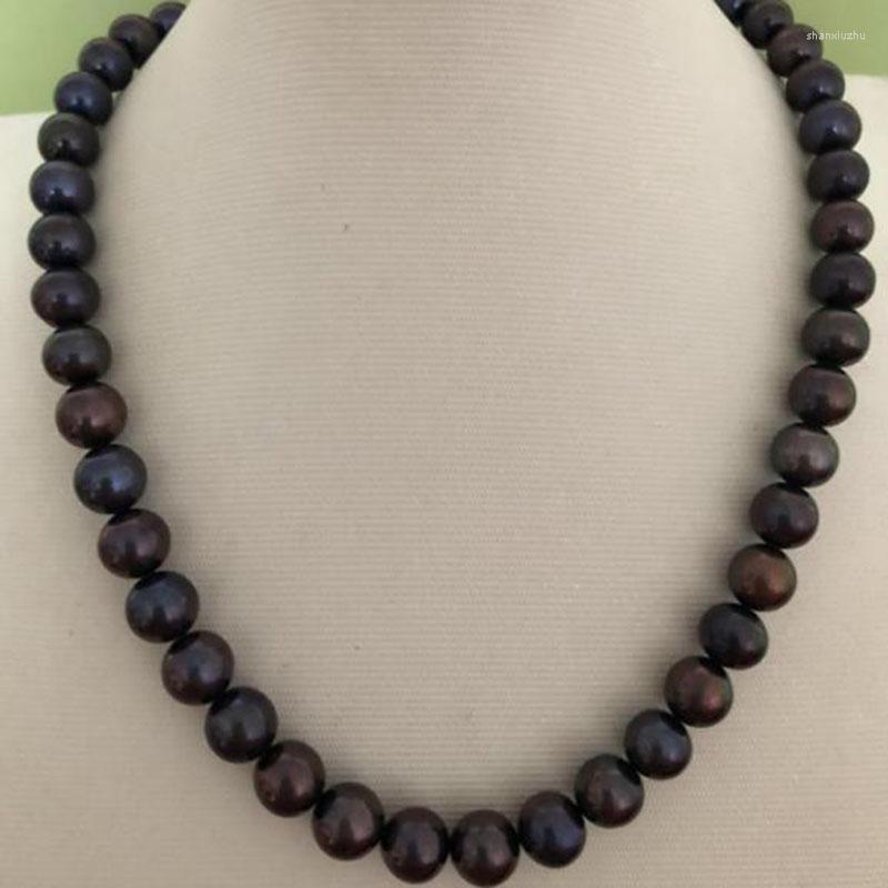 

Chains Stunning 9-10mm Tahitian Round Black Green Red Pearl Necklace 18inch 925 Silver