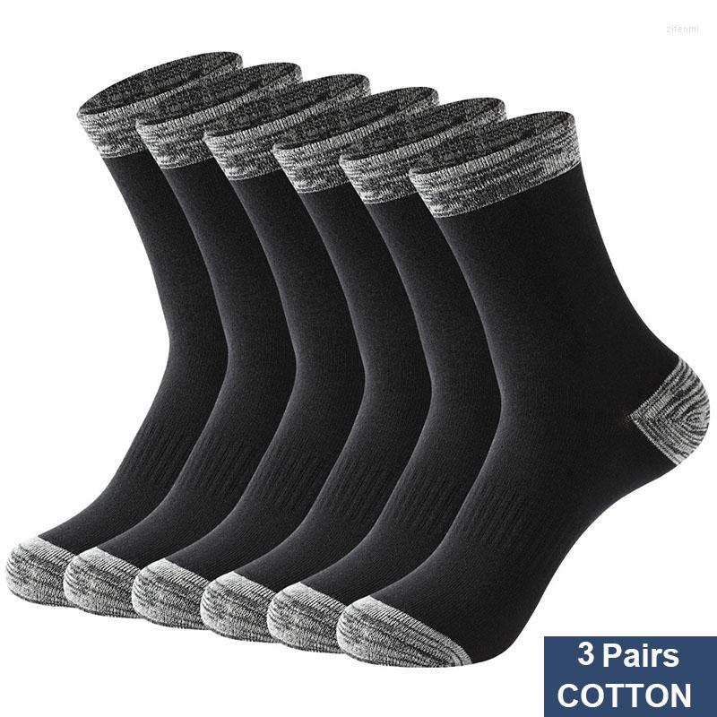 

Men's Socks 3 Pair Winter Men Cotton Black Leisure Business Long Walking Running Hiking Thermal For Male Plus Size 42-48