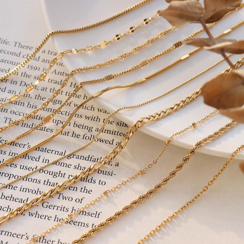 

Chains Gold Cuban Rope Box Twisted Chain Necklace For Men Women Basic Punk Stainless Steel Curb Link Vintage Chokers DIY Jewelry
