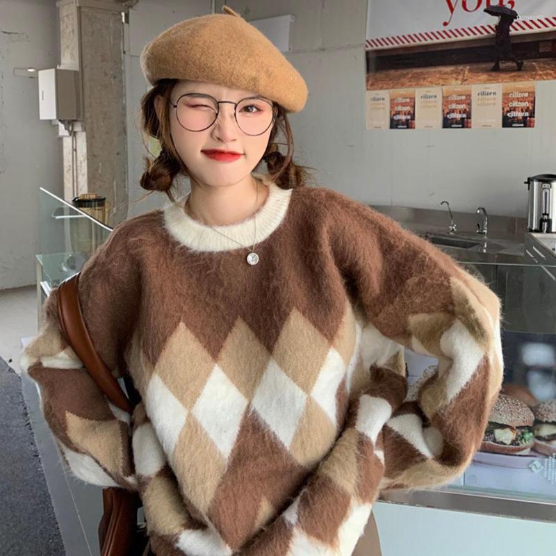 

Women's Sweaters Women Loose Sweater Patchwork Harajuku Style Autumn Winter Pullover Knitted Casual Long Sleeve Fashion, Gray