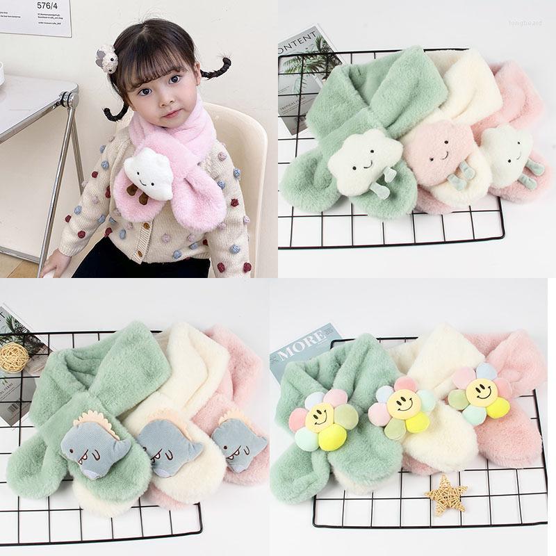 

Scarves Flower Cloud Dinosaur Children's Scarf Ring Autumn Winter Plush Thickened Cartoon Imitation Baby 0-4 Years