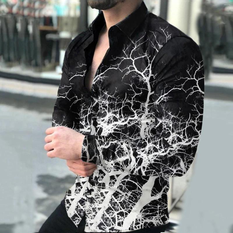 

Men's Casual Shirts Short Sleeve Button Down Shirt Men's Autumn And Winter Comfortable Stand-up Collar Printing Top Running Exercise, Black