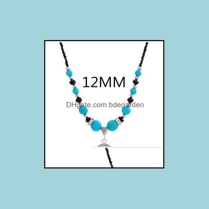 

Pendant Necklaces Pendant Necklaces Pendants Jewelry Fashionnational Style Turquoises Beads Snap Necklace 55Cm Fit Diy 12Mm 18Mm But Otuhr