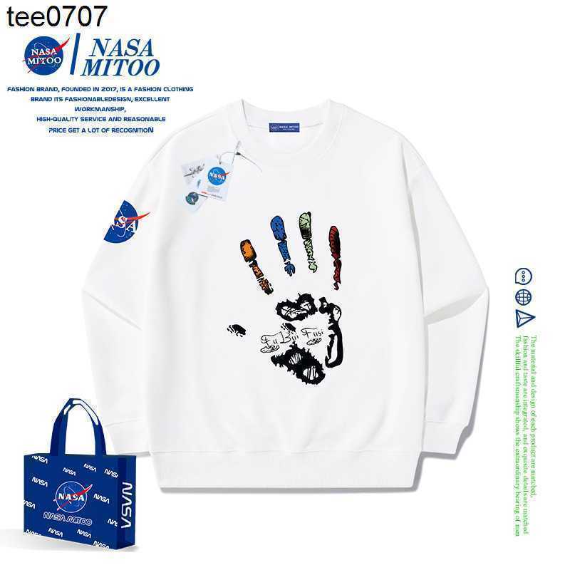 

Designer NASA classic autumn and winter sweater men and women 2022 new autumn and winter loose fashion palm print Sweatshirt new, White