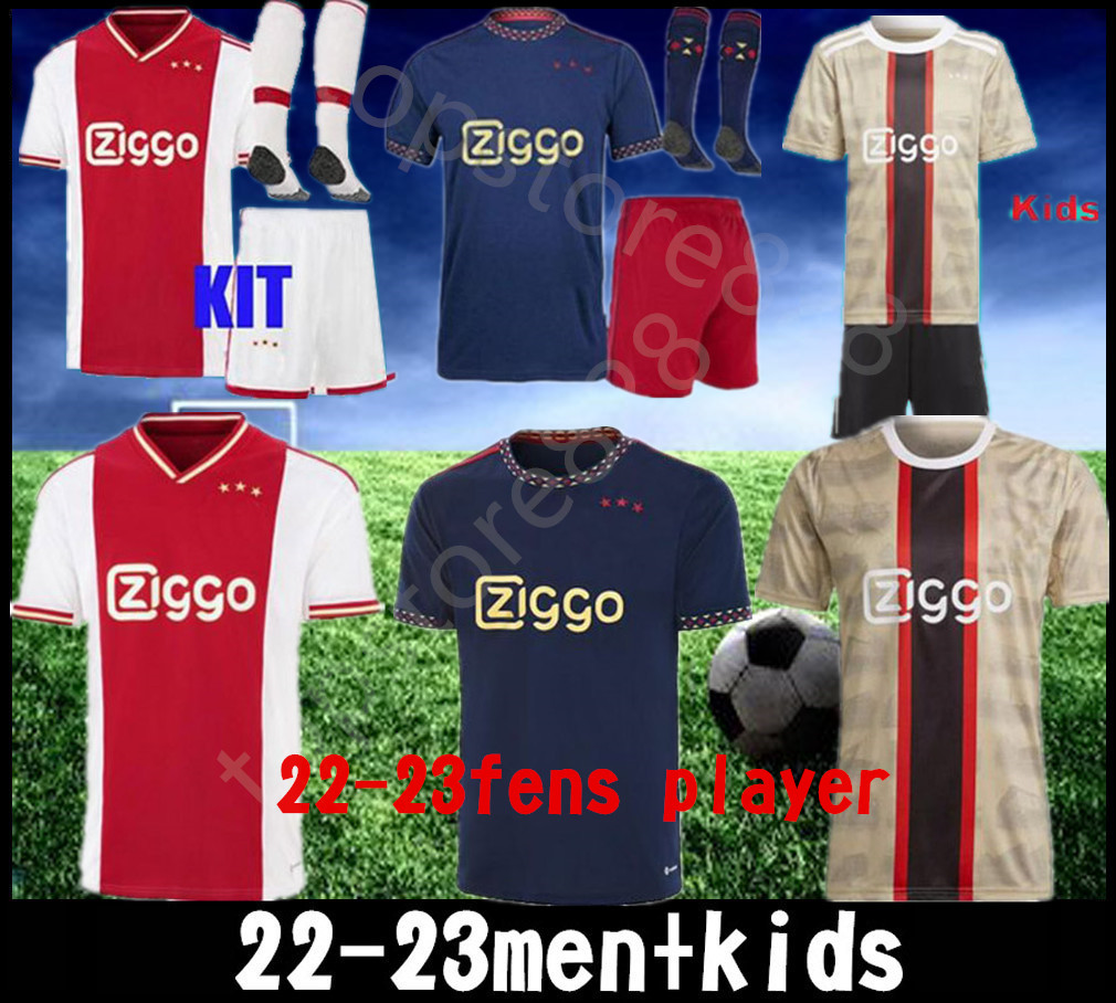 

2022 23 TADIC soccer jersey Fans player Camiseta Futbol Marley BERGHUIS HALLER BLIND KLAASSEN AJAxx GRAVENBERCH CRUYFF BLIND top 22 23 men kids Socks football shirt, Brown
