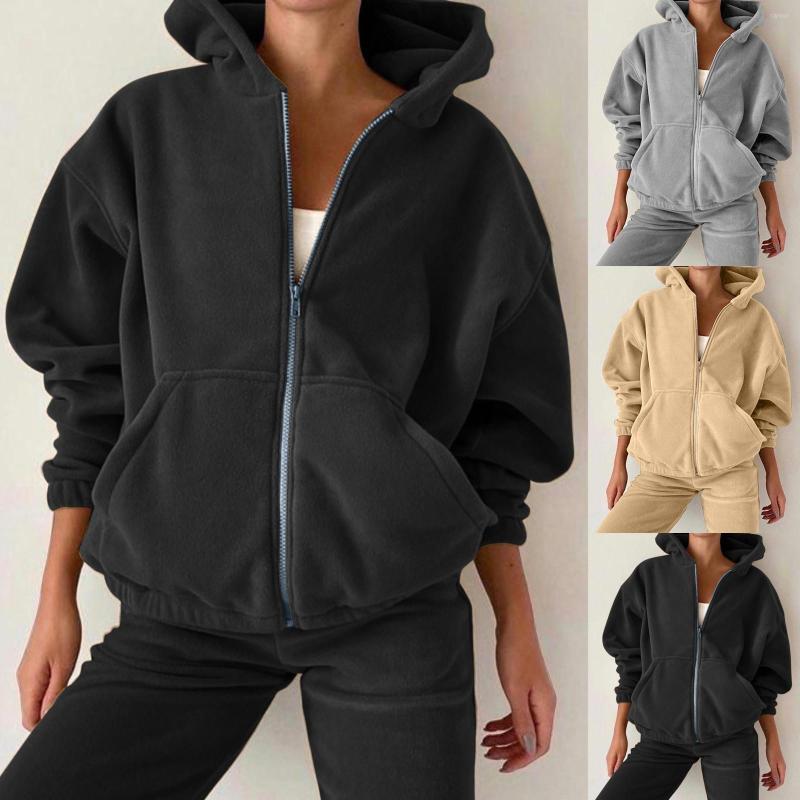 

Women's Two Piece Pants Women's Tracksuit Hoodies Jogging Sweatpants Sets Winter Zipper Hoodie Long Sleeve Jogger Sports Suit Ladies, Black