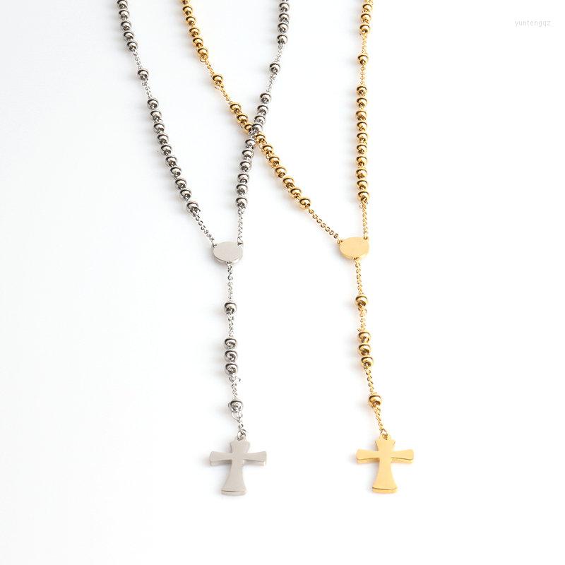 

Pendant Necklaces 2022 Woman Stainless Steel Necklace Cross Long Sweater Chain Temperament Fashion Jewelry
