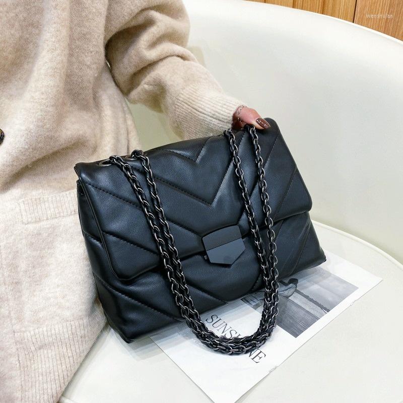 

Evening Bags Pattern Quilted Shoulder For Women 2022 High Quality Pu Leather Flap Messenger Bag Female Noble Temperament Sling Bolsa, Black