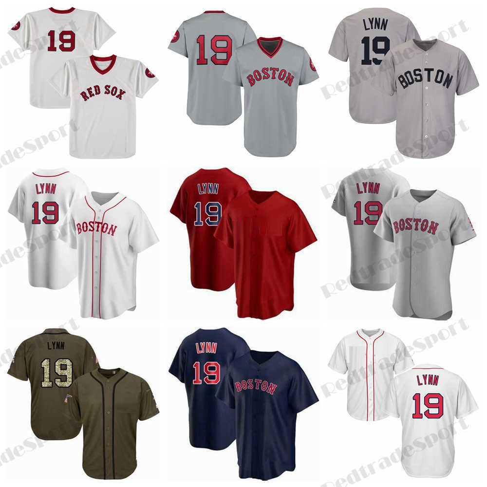 

Mens Boston 19 Fred Lynn Baseball Jerseys Vintage Blue White Grey Pullover 1975 Stitched Jersey Shirts, Pullover grey