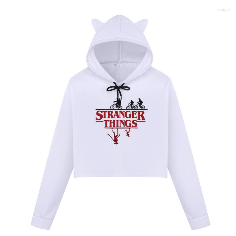 

Women's Hoodies Stranger Thing Letter Long Sleeve Women Harajuku Crop Sweatshirt Things Upside Down Graphic Top Hoodie, 2588