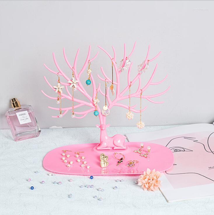 

Jewelry Pouches Style Little Deer Black White Pink Earrings Necklace Ring Pendant Bracelet Display Stand Tray Tree Organizer