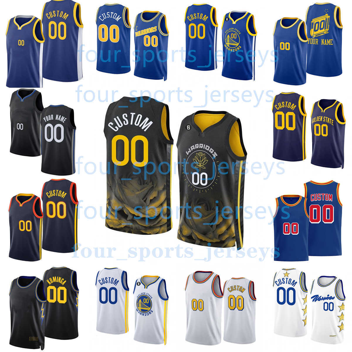 

Custom Printed 2023 New Basketball Jerseys Curry Thompson Wiggins Green Wiseman Kuminga Moody Poole Looney Baldwin Rollins Lamb''Warriors''Jersey