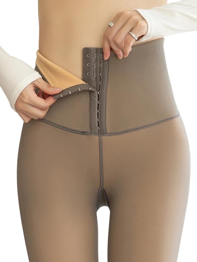 

Women's Leggings Winter Women Three-Breasted Waistband Femmale High Waist Fake Through Meat Outer Sports, Gray