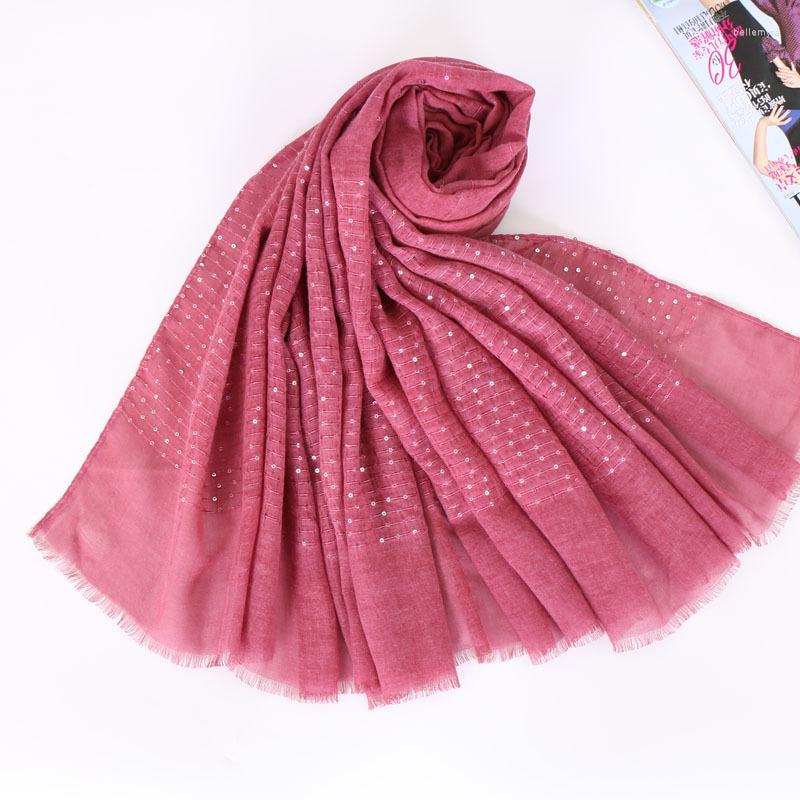 

Ethnic Clothing 1pc Plain Color Women Scarves Muslim Hijabs Headscarf Glitter Sequins Stripe Islamic Turban Long Shawl Wraps 190x90cm