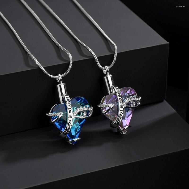 

Pendant Necklaces Crystal Heart Urn Necklace Always In My Keepsake Memorial Cremation Ash Jewelry Drop