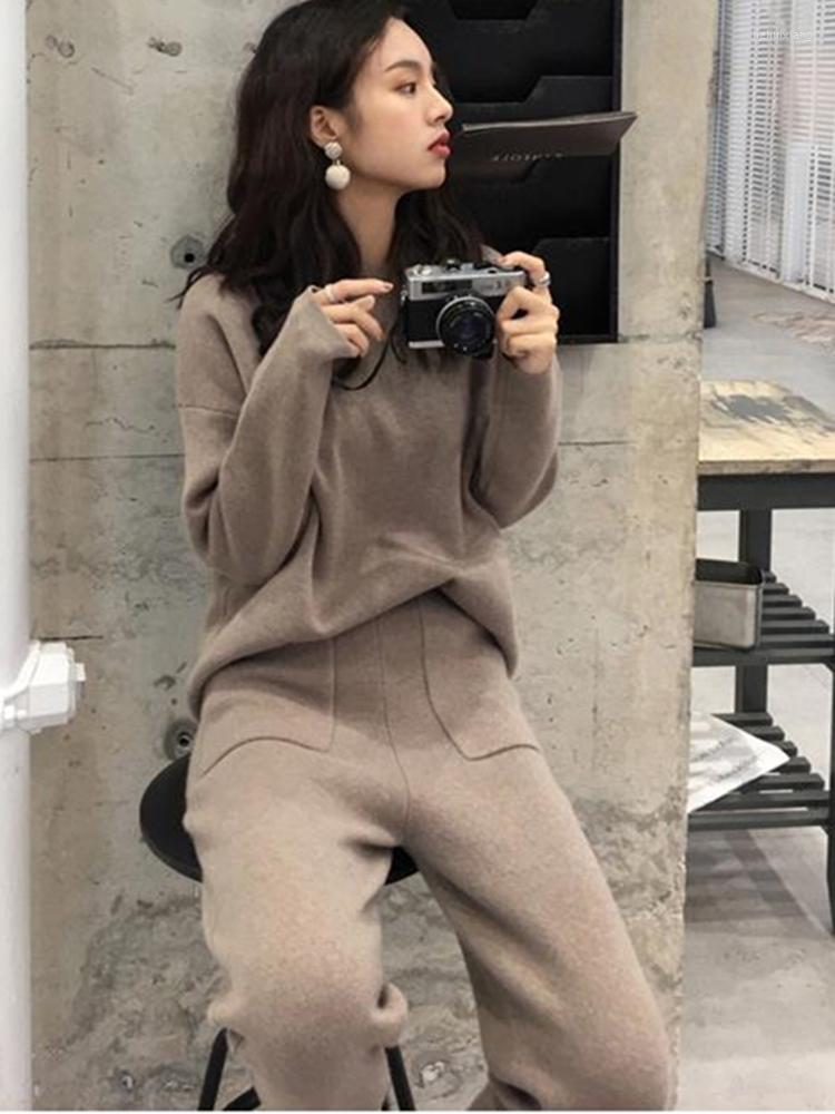 

Women' Two Piece Pants Women Sweater Knitted Sets Slim Tracksuit Christmas Spring Autumn Fashion Sweatshirts Pant Suit Female, Pink set