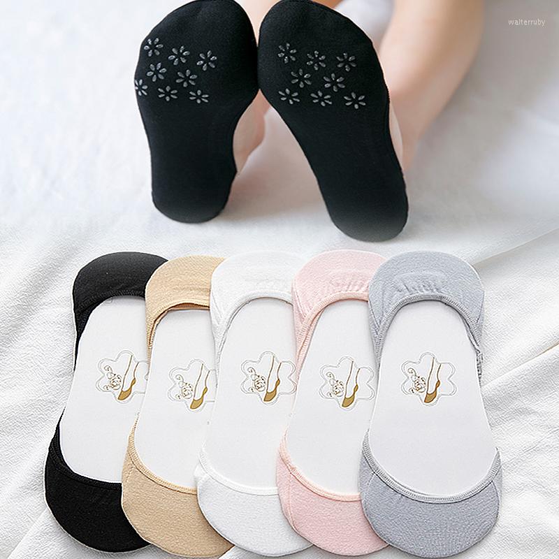 

Women Socks Simple Solid Color Sock Slippers Plum Blossoms Antiskid Invisible Women's Summer Thin Cotton Bottom Slipper, Grey