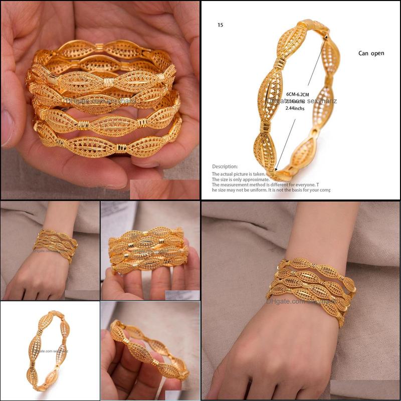 

Bangle Bangle 1Pcs/Lot Can Open Dubai Gold Color Bangles Mother Jewellery Ethiopian Bracelets Women Arab African Wedding Jewelry Par Dhdip
