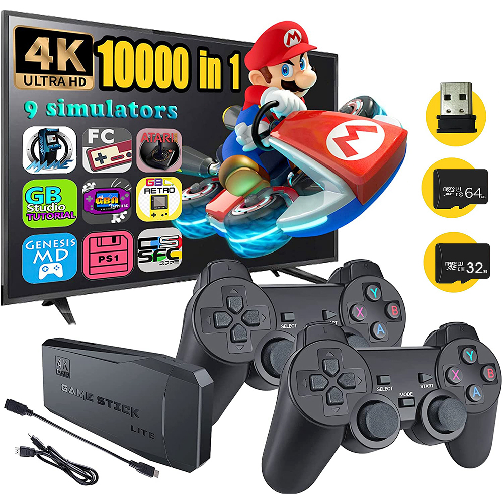 

Portable Game Players HD Video Console 64G Built-in 10000 Gaming Box 2.4G Double Wireless Controller Retro Handheld s Stick For PS1/GBA TV 221104
