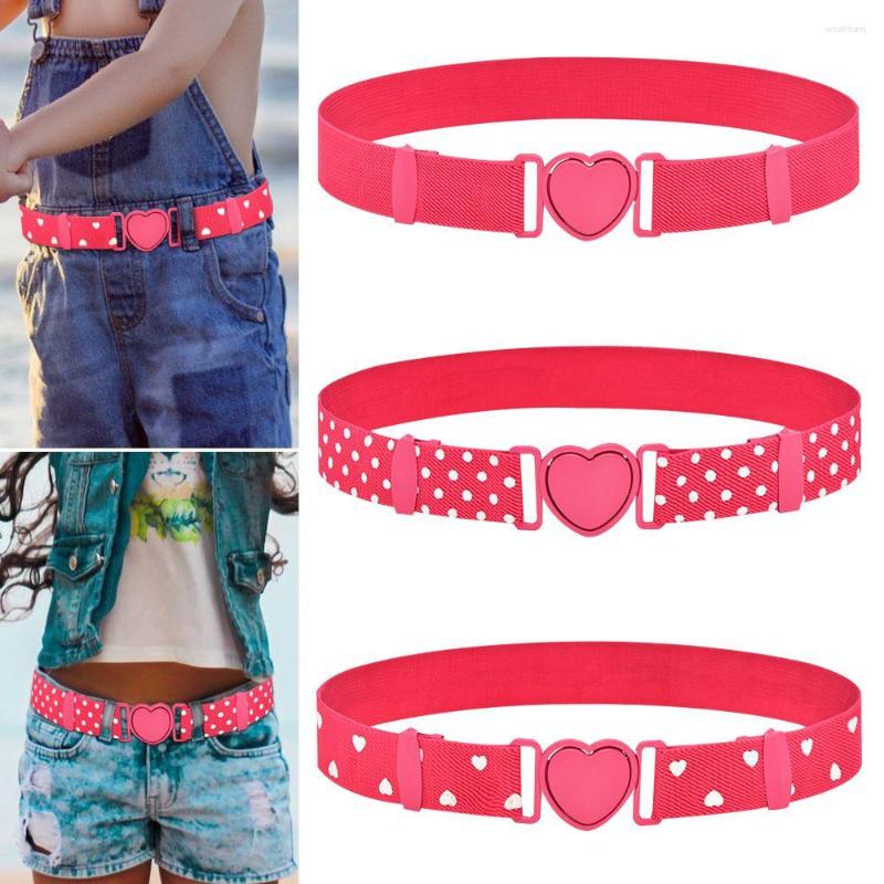

Belts Casual Dress Decoration Kids Elastic Heart Buckle Belt Waistband Waist, Black