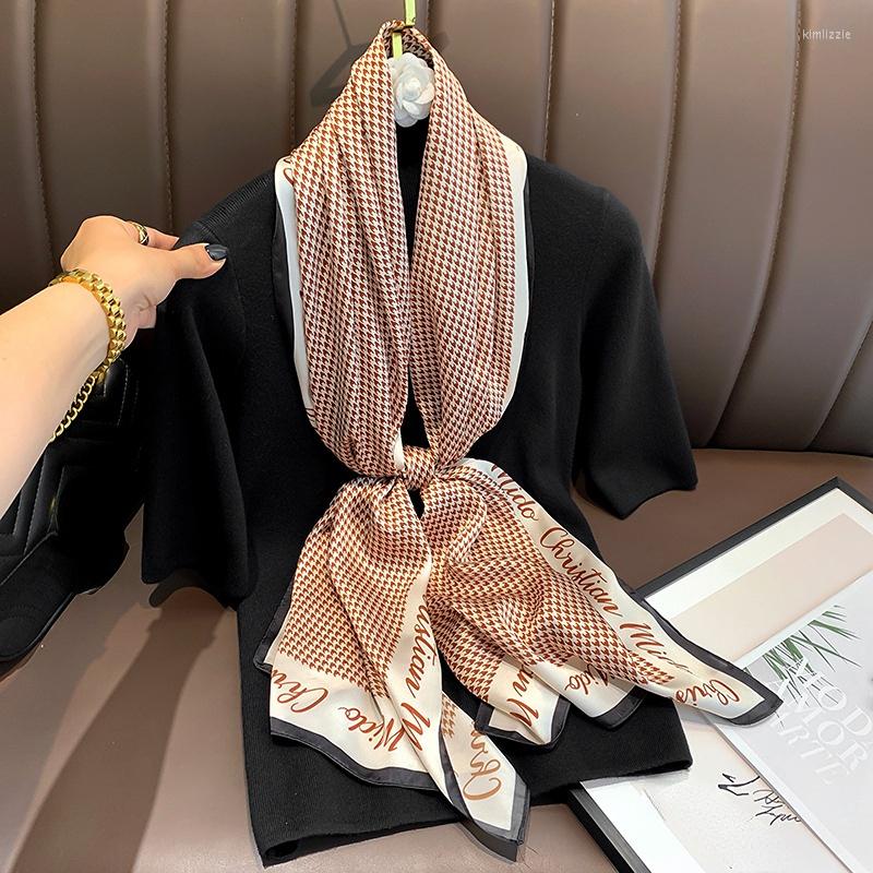 

Scarves Fashion Shawl 2022 Lattice Sunscreen Bandannas Europe And America Print Long Scarf Four Seasons Luxury 160X40CM Silk