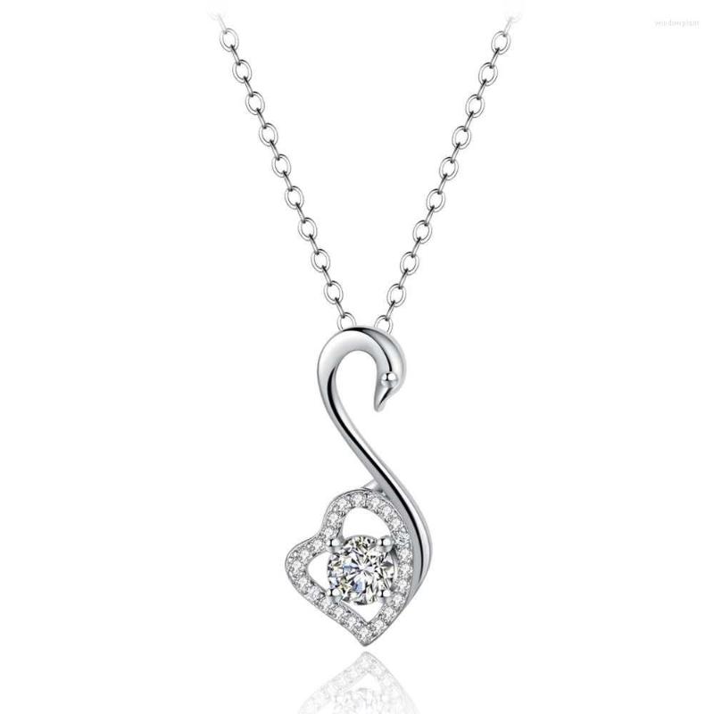 

Chains Exquisite Sparkly Heart Pendant 925 Sterling Silver Brand Jewelry For Women Fashion Necklace Chain Wedding Bijoux