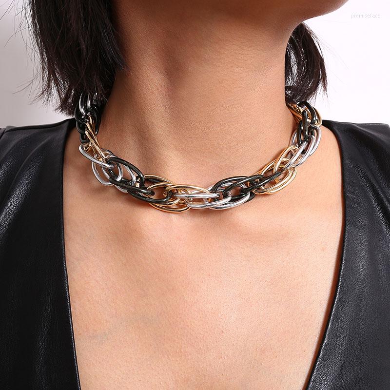 

Choker Punk Vintage Aluminium Twisted Geometric Thick Chain Necklace Women Exaggerated Chocker Collar Jewelry XR2756