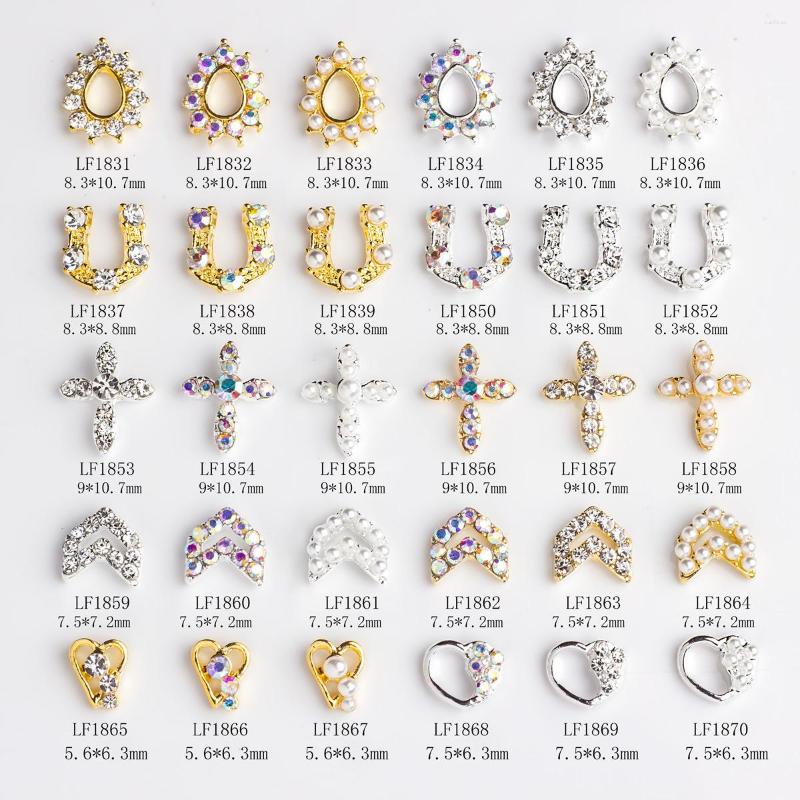 

Nail Art Decorations 10Pcs Crystal Rhinestones 3D Charms For Nails Heart/Cross Strass Manicure Luxury Stones