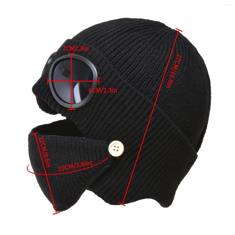 

Bandanas Knitted Hat Pilot Glasses Ear Protection Cap Style Fashion Women Winter Thickened Woolen Beanies With
