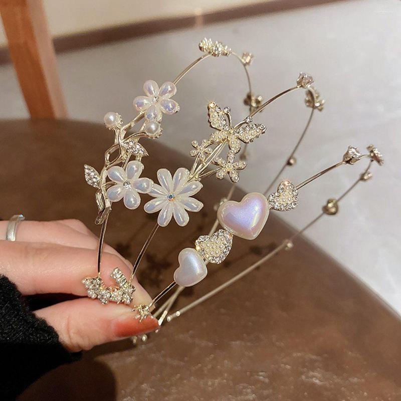 

Hair Clips 2022 Fairy Retro Cute Sweet Pearl Elegant Female Hoop Flower Headwear Korean Style Butterfly Headband