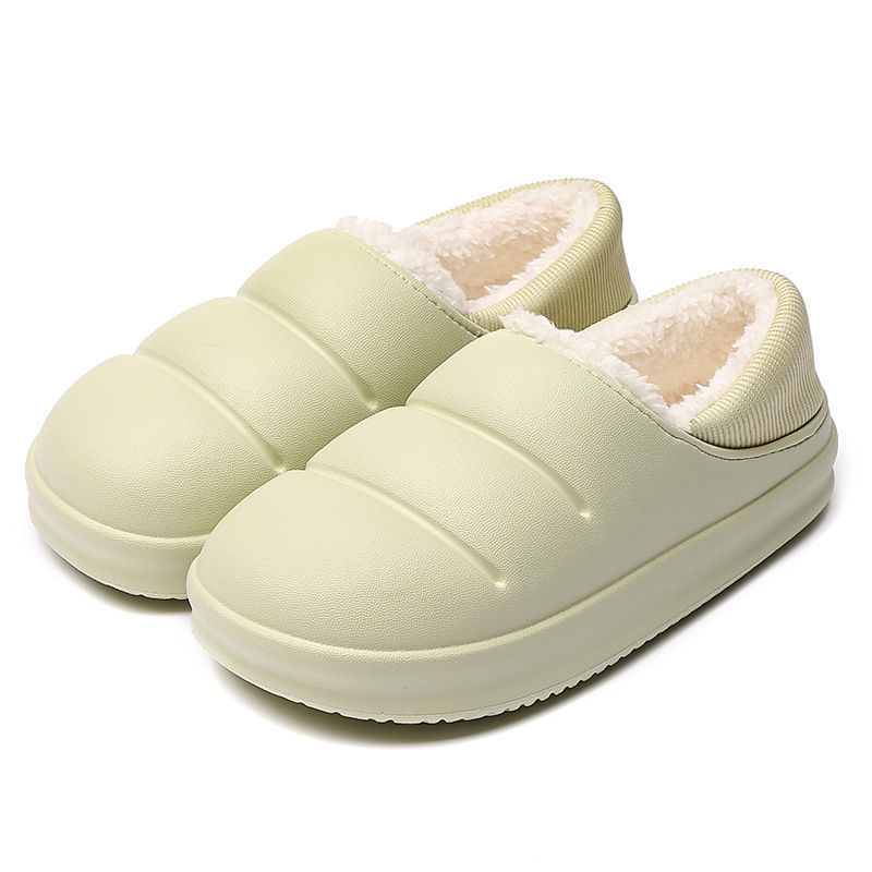 

Winter Women Fur Slippers Waterproof Warm Plush Household Slides Indoor Home Thick Sole Shoes Footwear Non-Slip Solid Couple Sandals, Smile