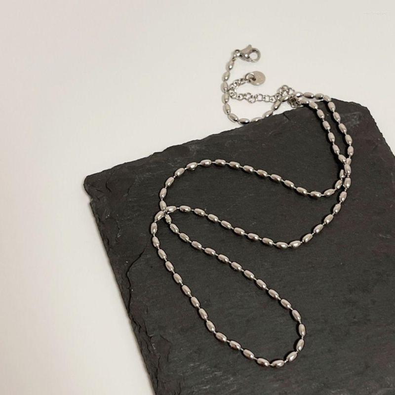

Chains Ins Retro Stacking Wind Metal Millet Bead Necklace Titanium Steel Is Not Easy To Fade Fashionable Plain Chain With Jewelry