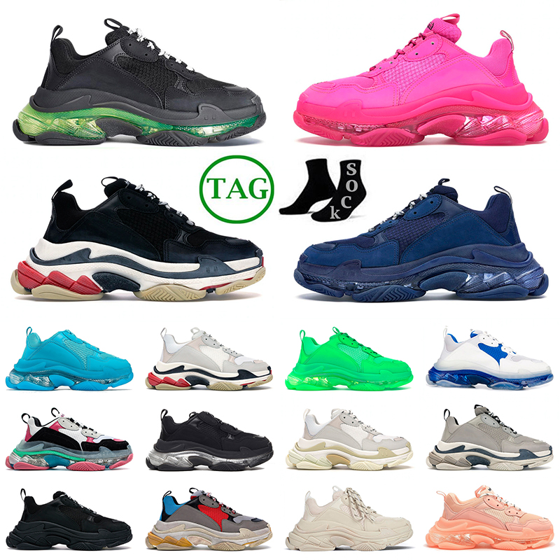

Casual Triple S Dad Shoes Vintage Plate-forme Men Triple White Black Glitter Luxury Paris 17FW Leather Suede Designer Shoe Trainers Women Sneakers US 11, C1 triple white 36-45