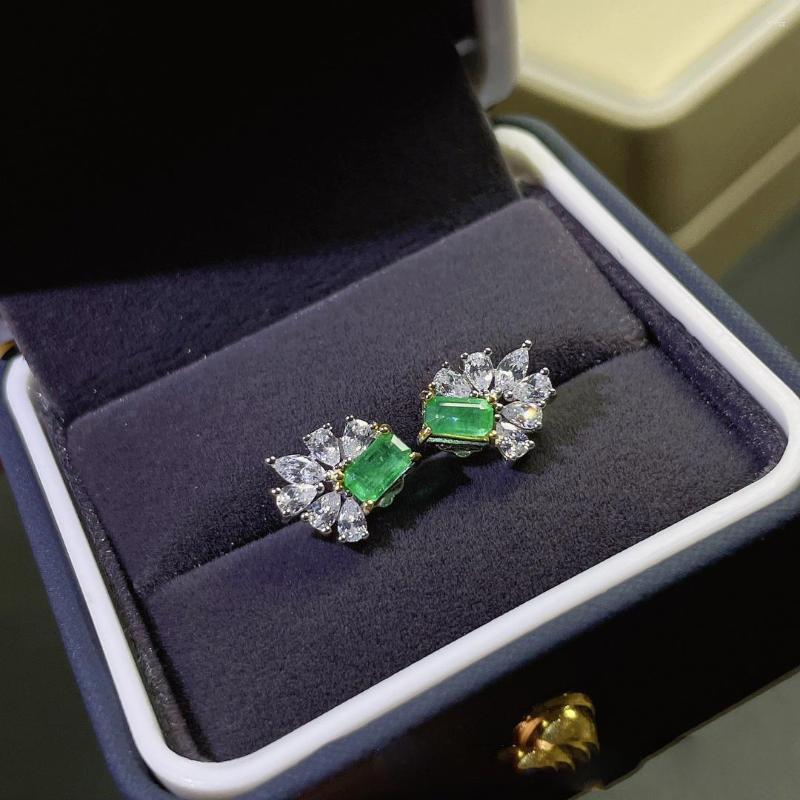 

Stud Earrings Classic 925 Sterling Silver Natural Emerald Created Moissanite Gemstone Lady Ear Studs Fine Jewelry Wholesale Gift