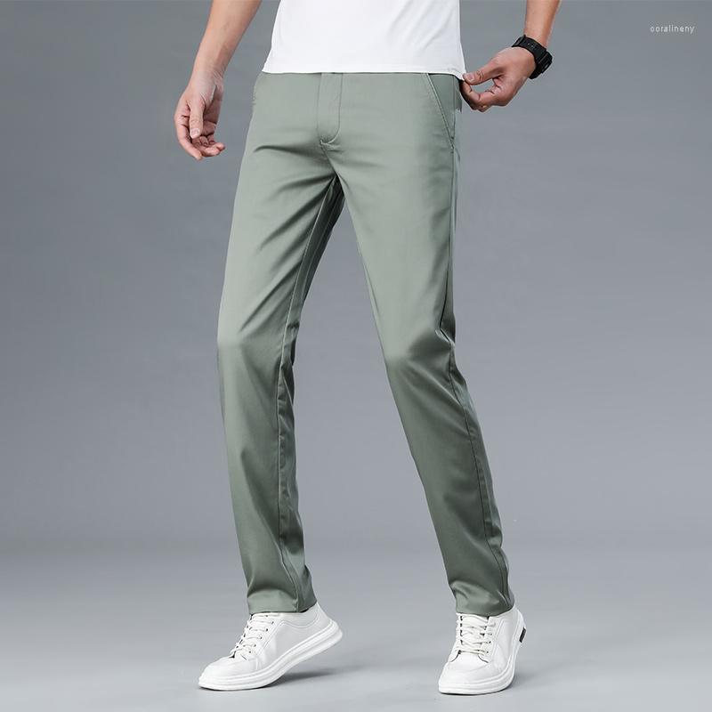 

Men's Pants 4 Colors Spring/Summer Men's Thin Green Casual Business Fashion Cotton Stretch Trousers Male Brand Clothes, Black