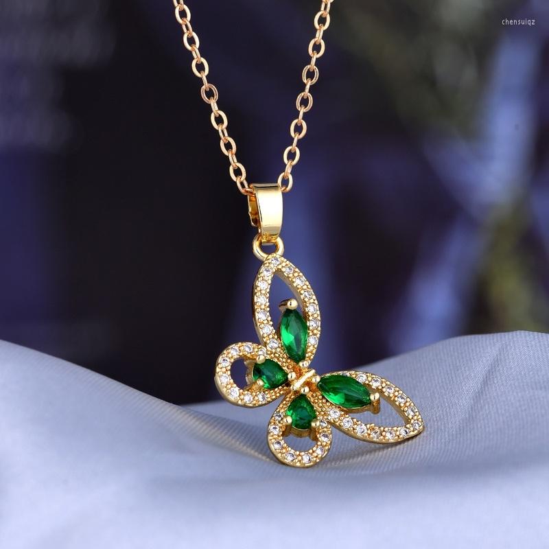 

Pendant Necklaces 2022 Exquisite Fashion Women Butterfly Animal Necklace Openwork Crystal Diamond Chain Jewelry Party Banquet Gift