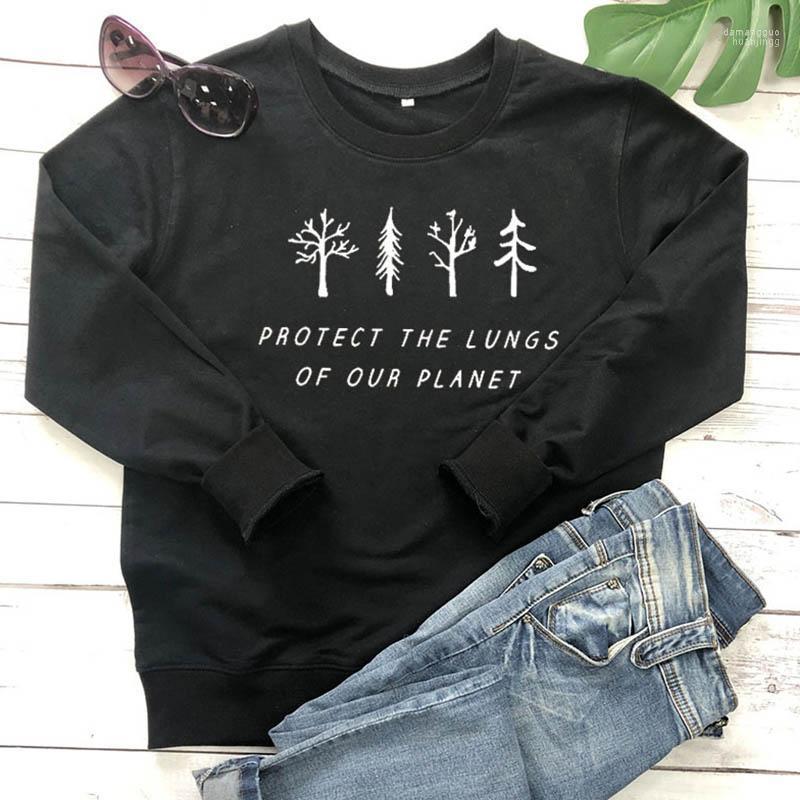 

Women' Hoodies Protect The Lungs Of Planet Cotton Women Sweatshirt Fashion Funny Slogan Female Pullover Oneck Full Long Sleeve Top Shirt, Black