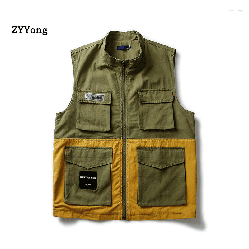 

Men's Vests 2022 Cotton Vest Men's Fashion Multi-pockets Cargo Sleeveless Jacket Men Black Army Green Casual Waistcoat