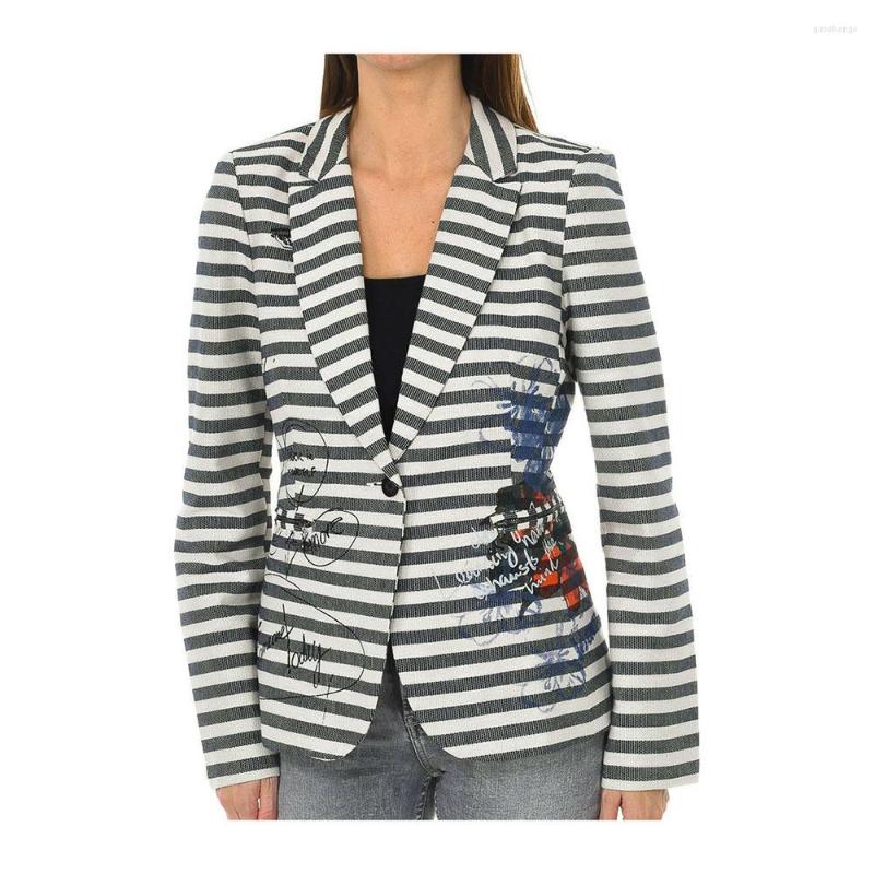 

Women's Trench Coats Foreign Trade Original Order Spanish Fashion Print Striped Suit Jacket, Beige