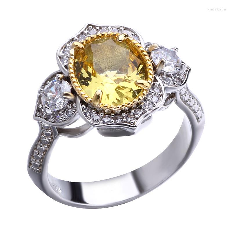 

Wedding Rings Fashion Golden Color Egg Ring Women's Gem Jewelry Size 6-10