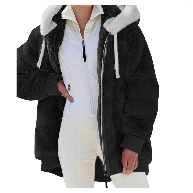 

Women' Hoodies Women Autumn Winter Warm Jackets Stitching Pocket Hooded Pullover Sweatershirt Artificial Wool Coat Outwear Sudaderas, Purple