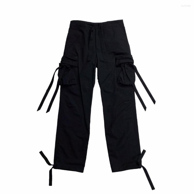 

Men's Pants 2022 Men Women Clothing Black Pocket Streamer Overalls Loose Straight Casual Trousers Plus Size Costumes 27-46